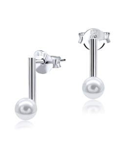 Straight Bar Pearl Silver Stud Earring STS-4023